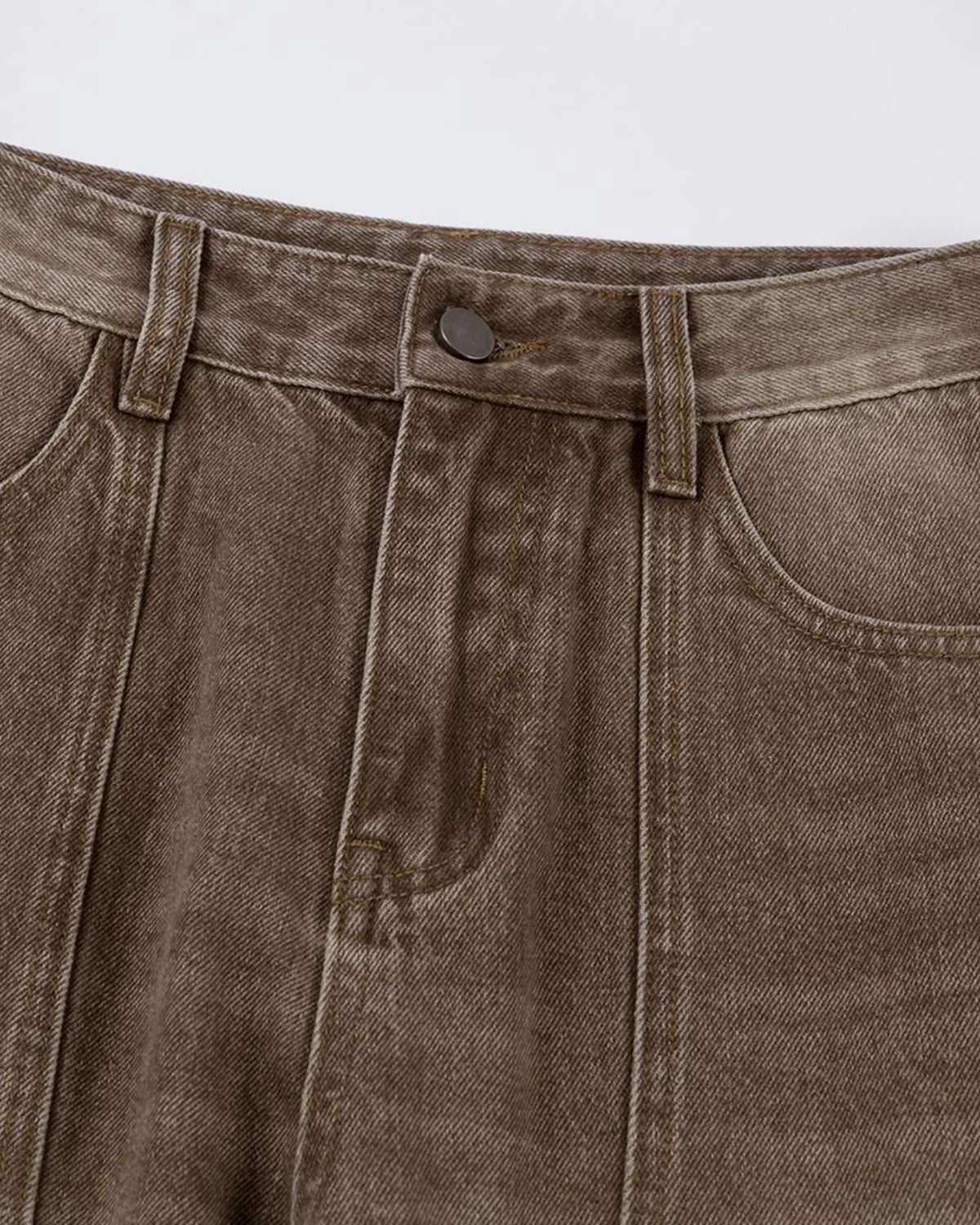 Brown Acid Wash Barrel Jeans