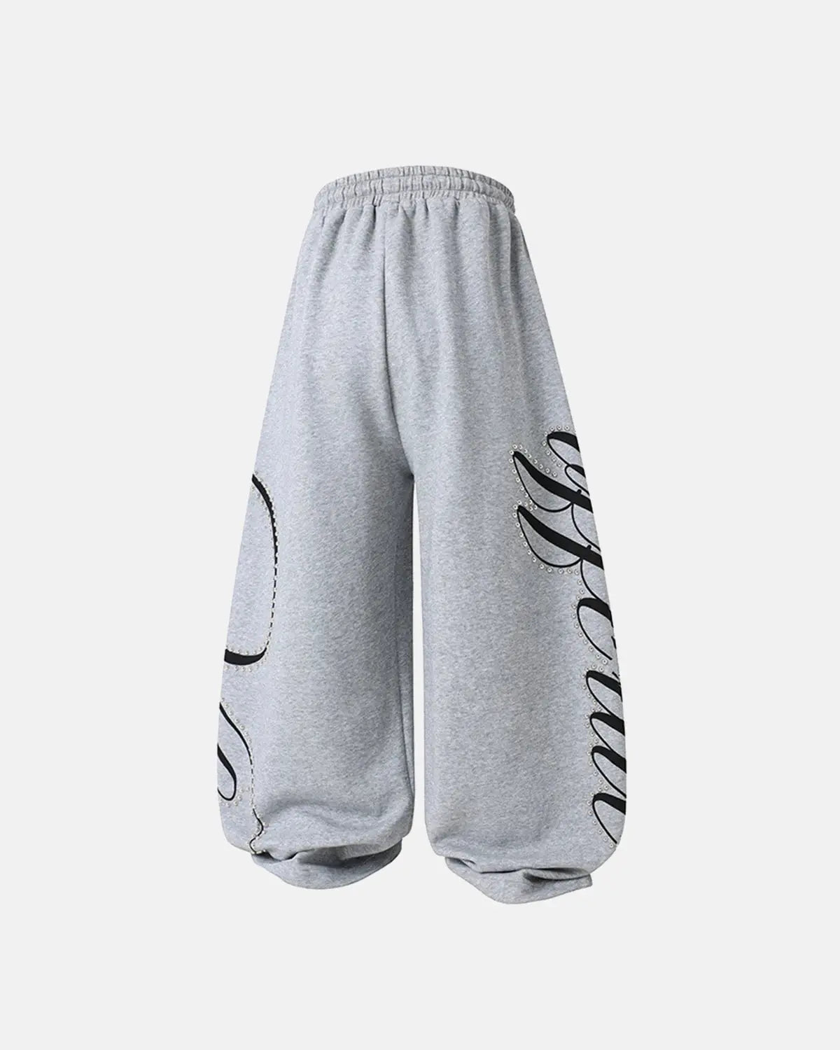 Rhinestone Script Baggy Sweatpants
