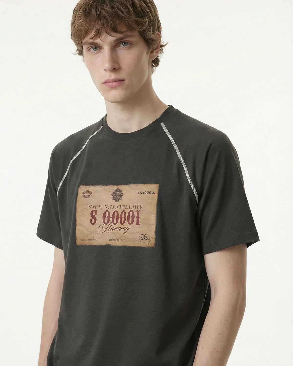 Retro Graphic Printing Raglan Tshirt