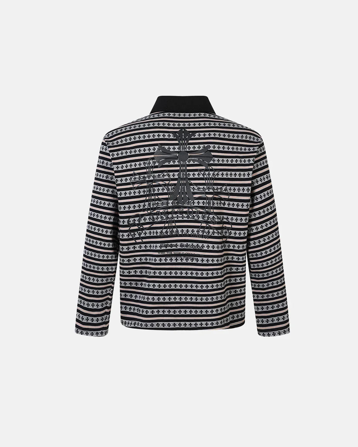 Cross Graphic Striped Polo Shirt