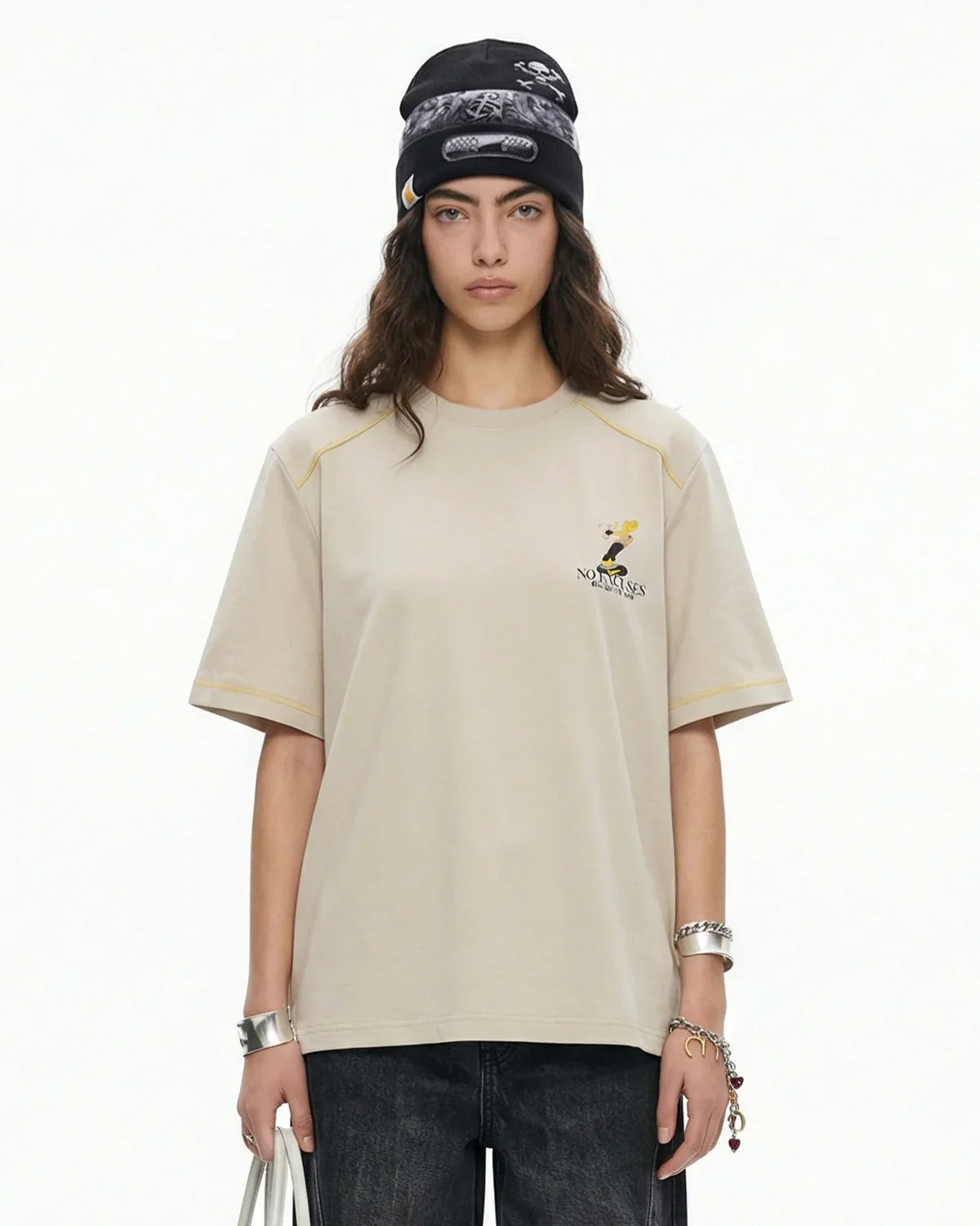 Contrast Stitching Graphic Tees