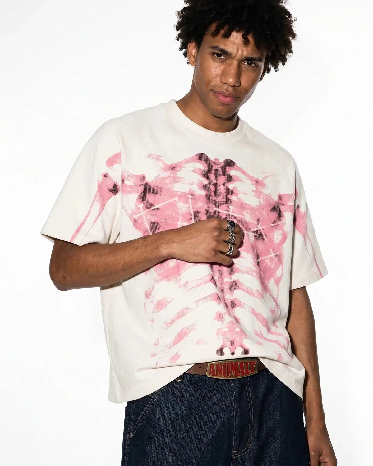 Pink X-Ray Skeleton Boxy T-Shirt