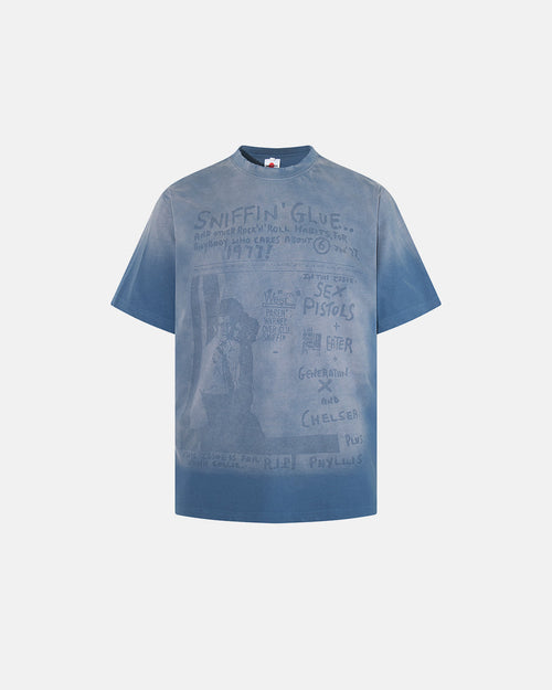 Camiseta retro deslavada y desteñida - Azul / M