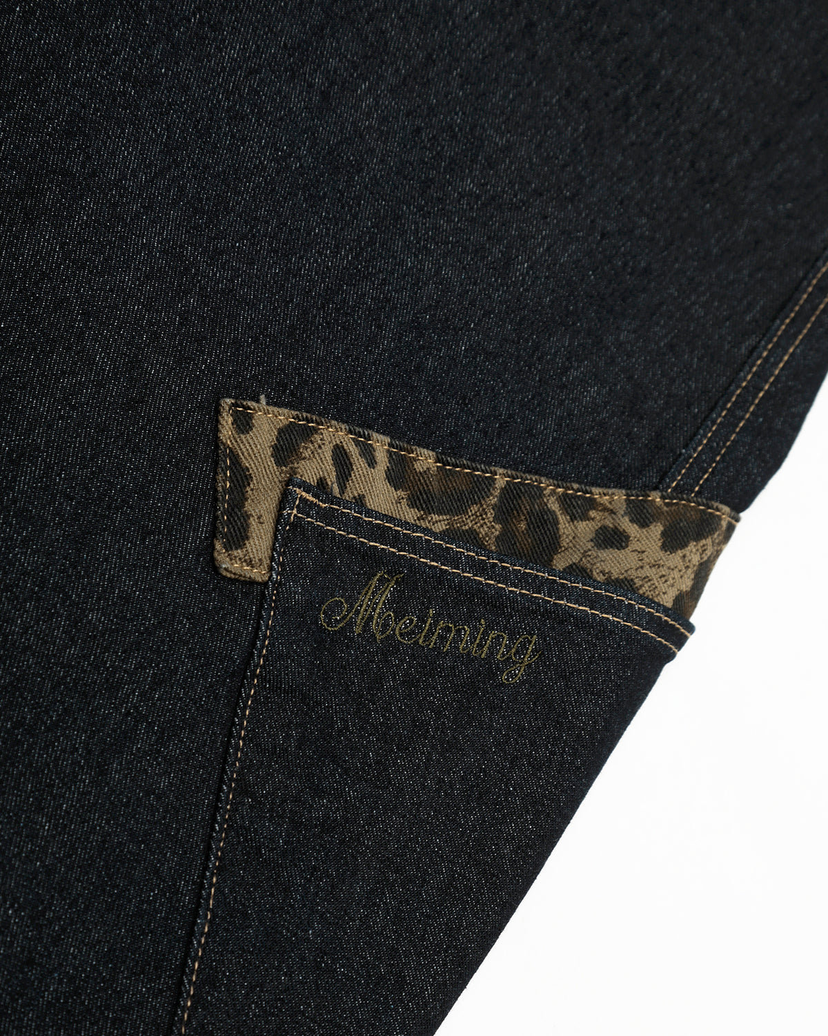 Leopard Patchwork Barrel Jeans