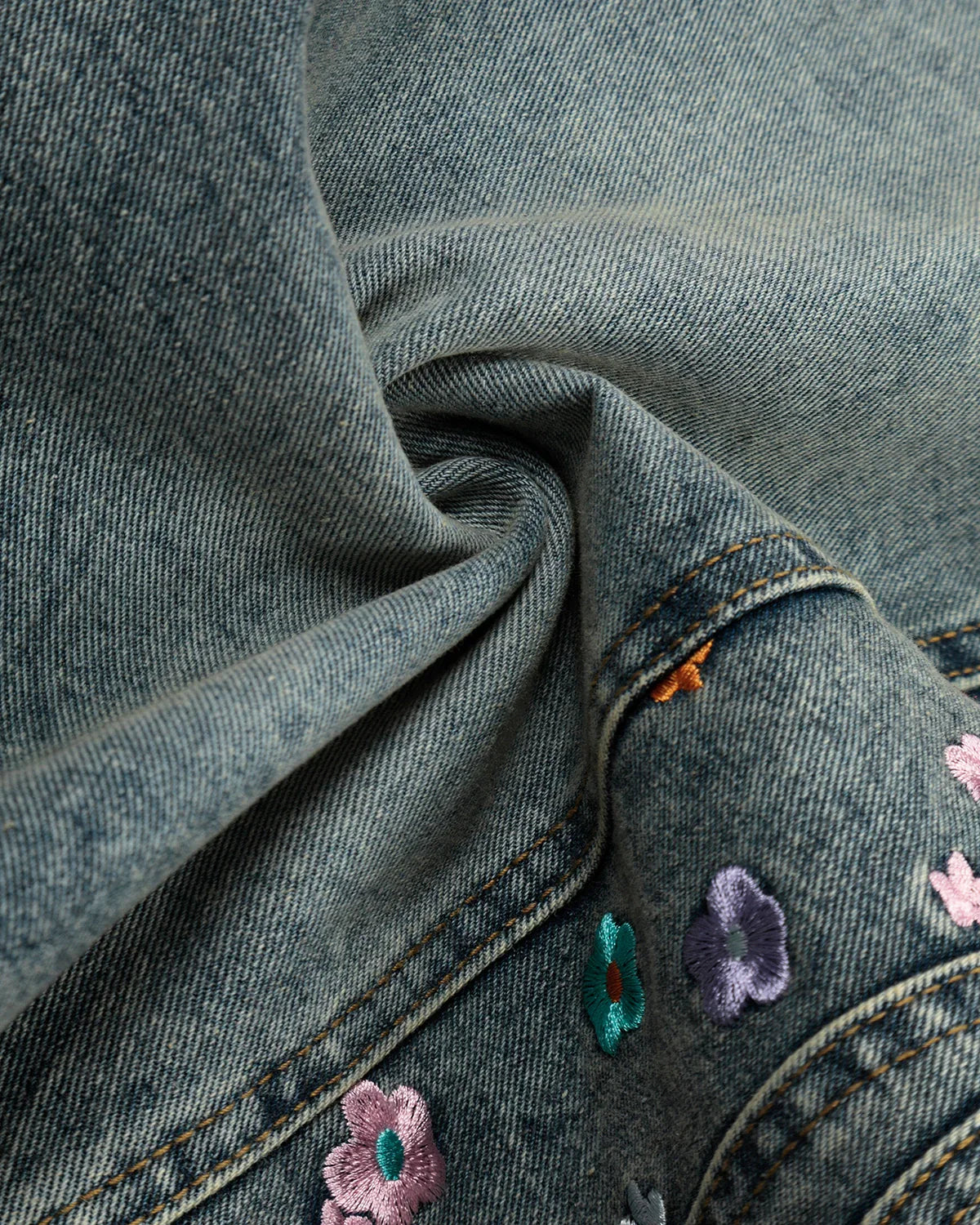 Floral Embroidered Long Baggy Jorts