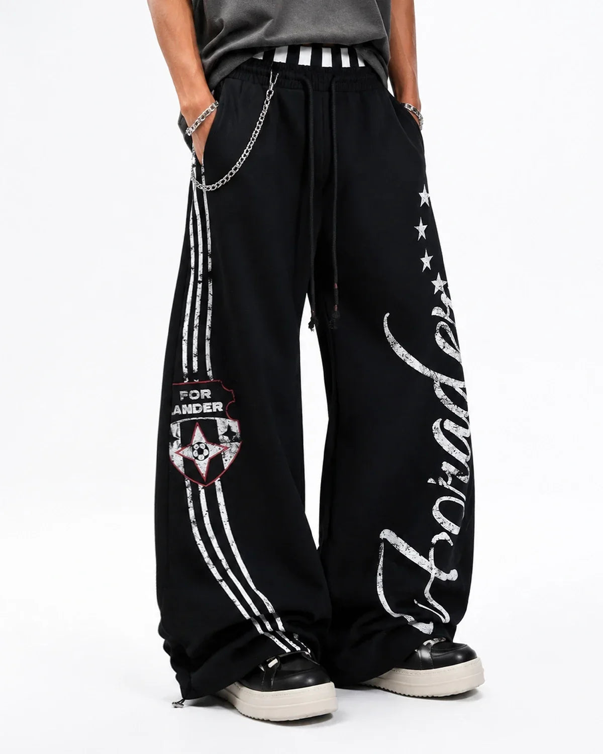 Striped Graphic Barrel Sweatpants