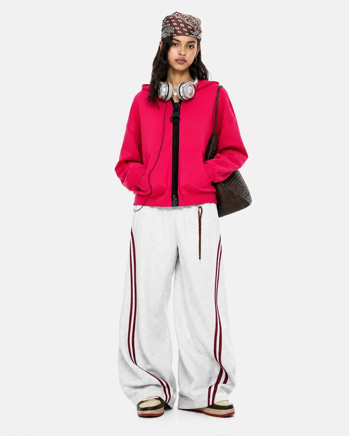 Contrast Chunky Zip Up Hoodie