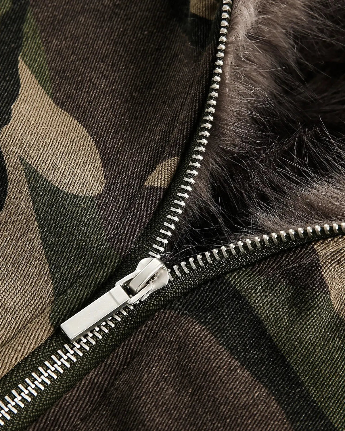 Camo Faux Fur Lined Bomber Jacket MADXMARX