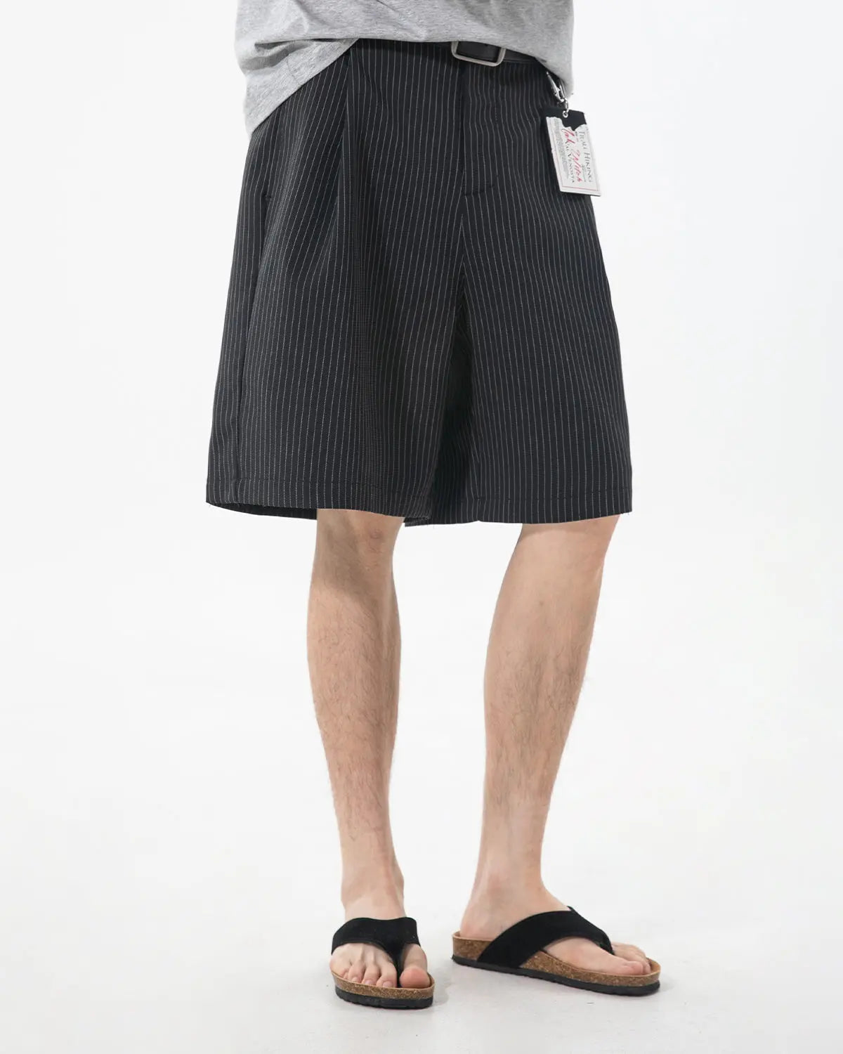 Pinstripe Pleated Tailored Shorts