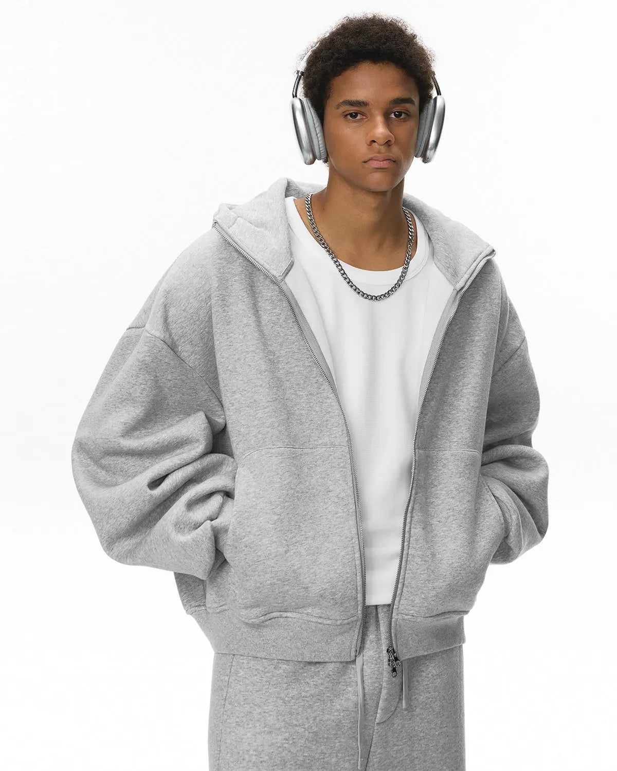 High Collar Fleece Double Zip-Up Hoodies MADXMARX