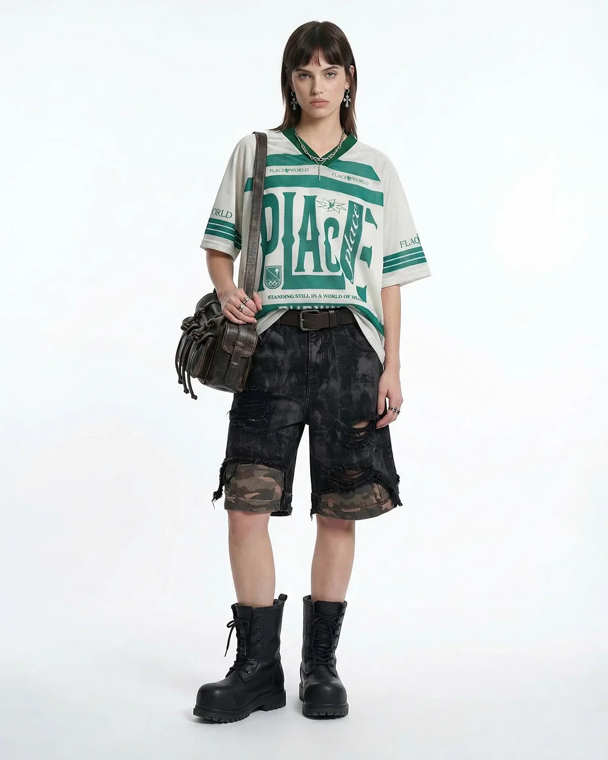 Oversized Letter Mesh Jersey