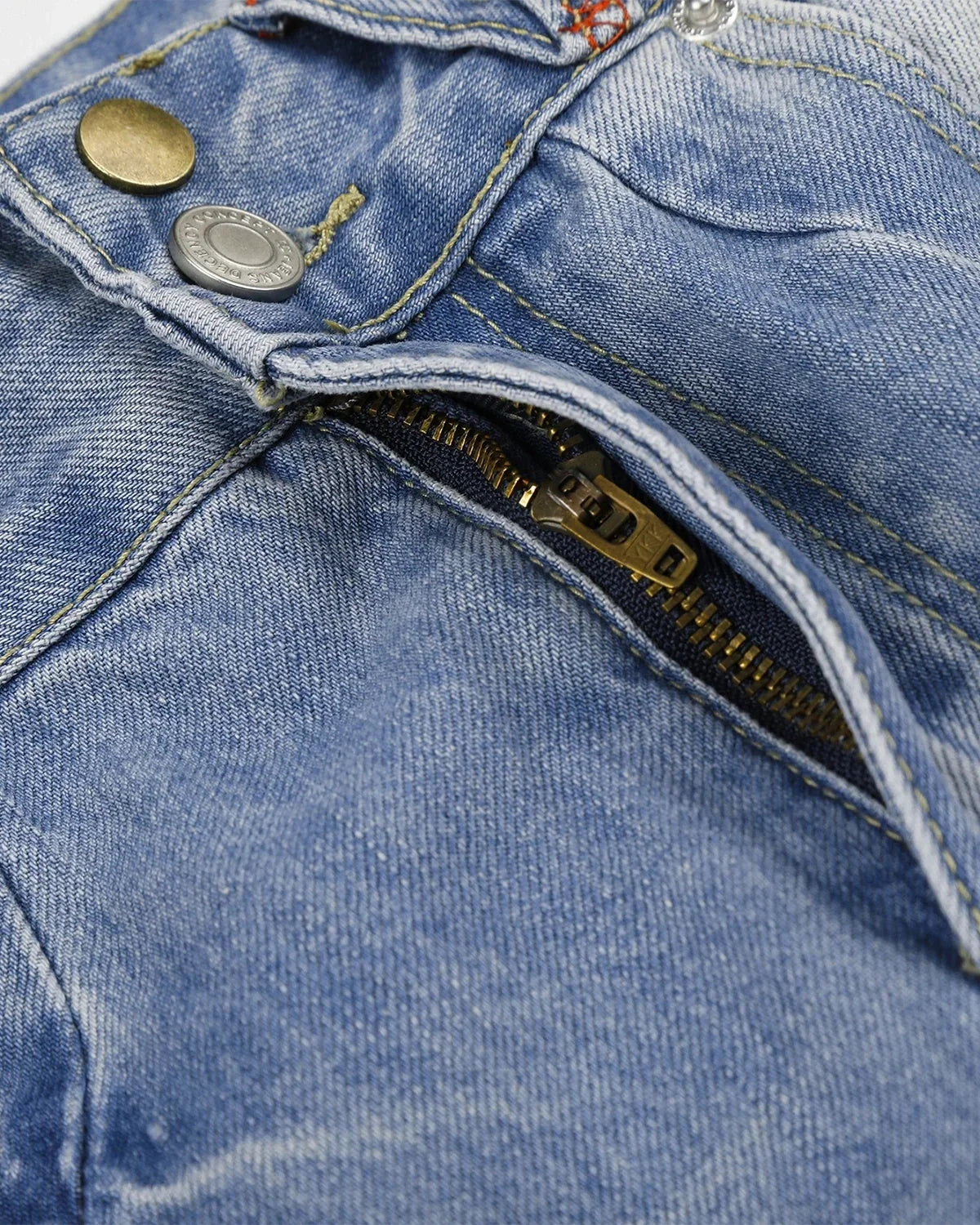 Calça Jeans Baggy com Costura Multicolorida
