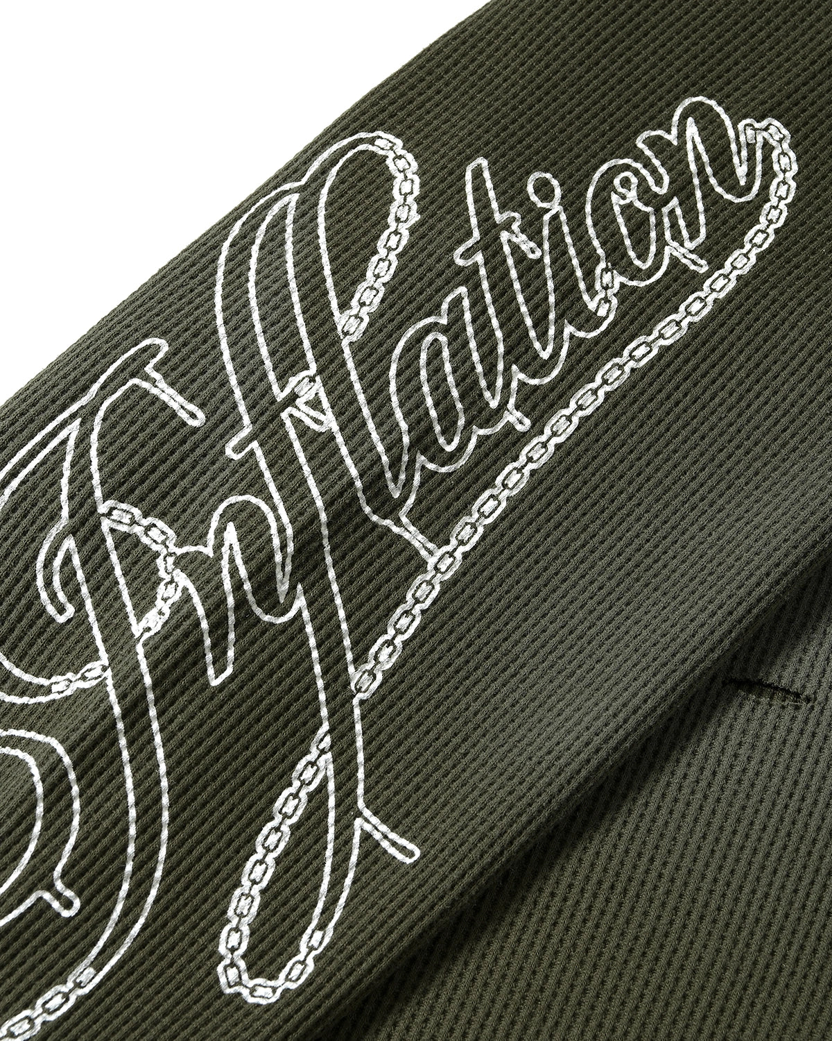 T-shirt en maille gaufrée à imprimé script usé et déchiré