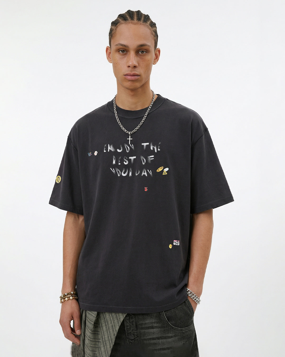 Vintage Sticker Graphic Oversized T-Shirt