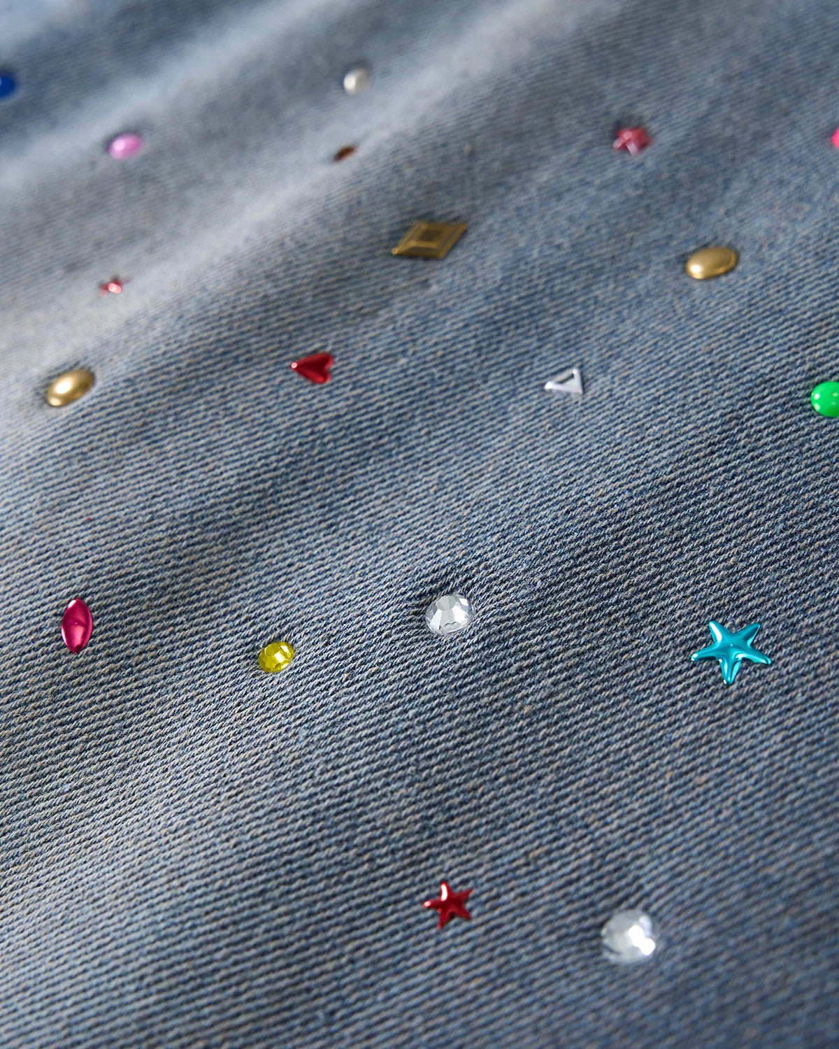 Rhinestone Washed Denim Baggy Jorts