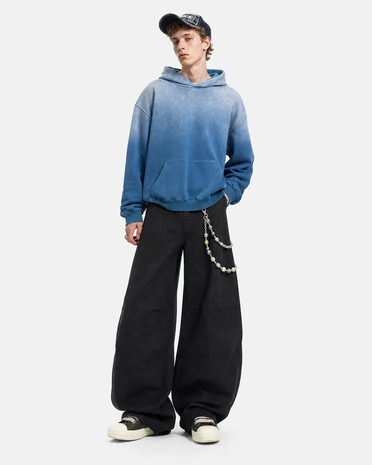 Blue Acid Wash Oversized Hoodie
