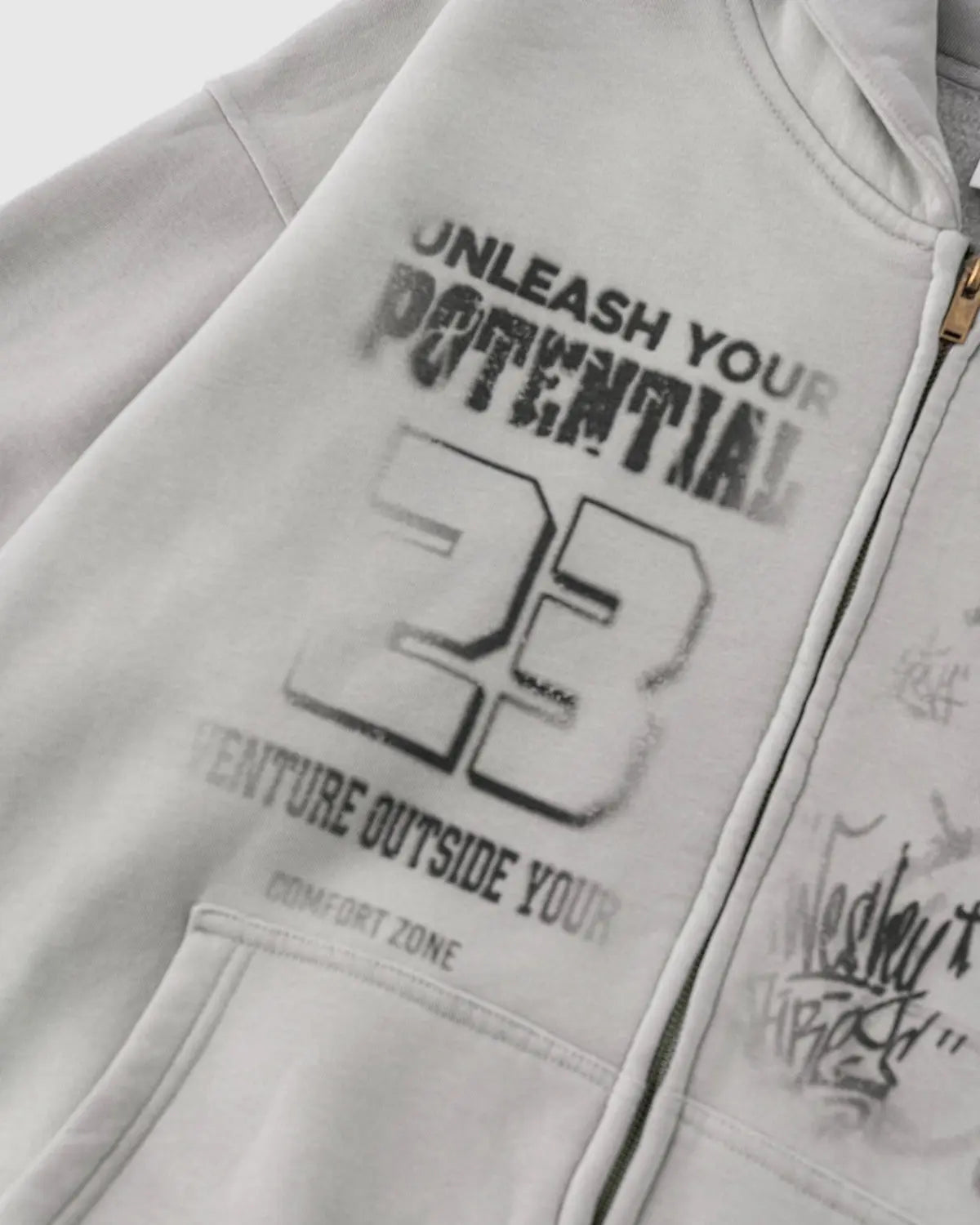 Graphic Washed Zip Up Hoodies
