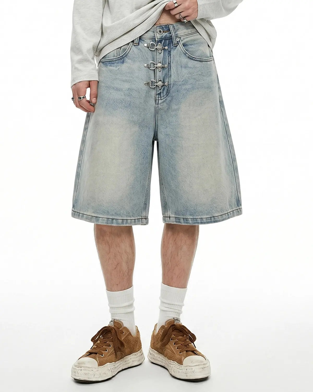 Metal Clasp Baggy Jorts