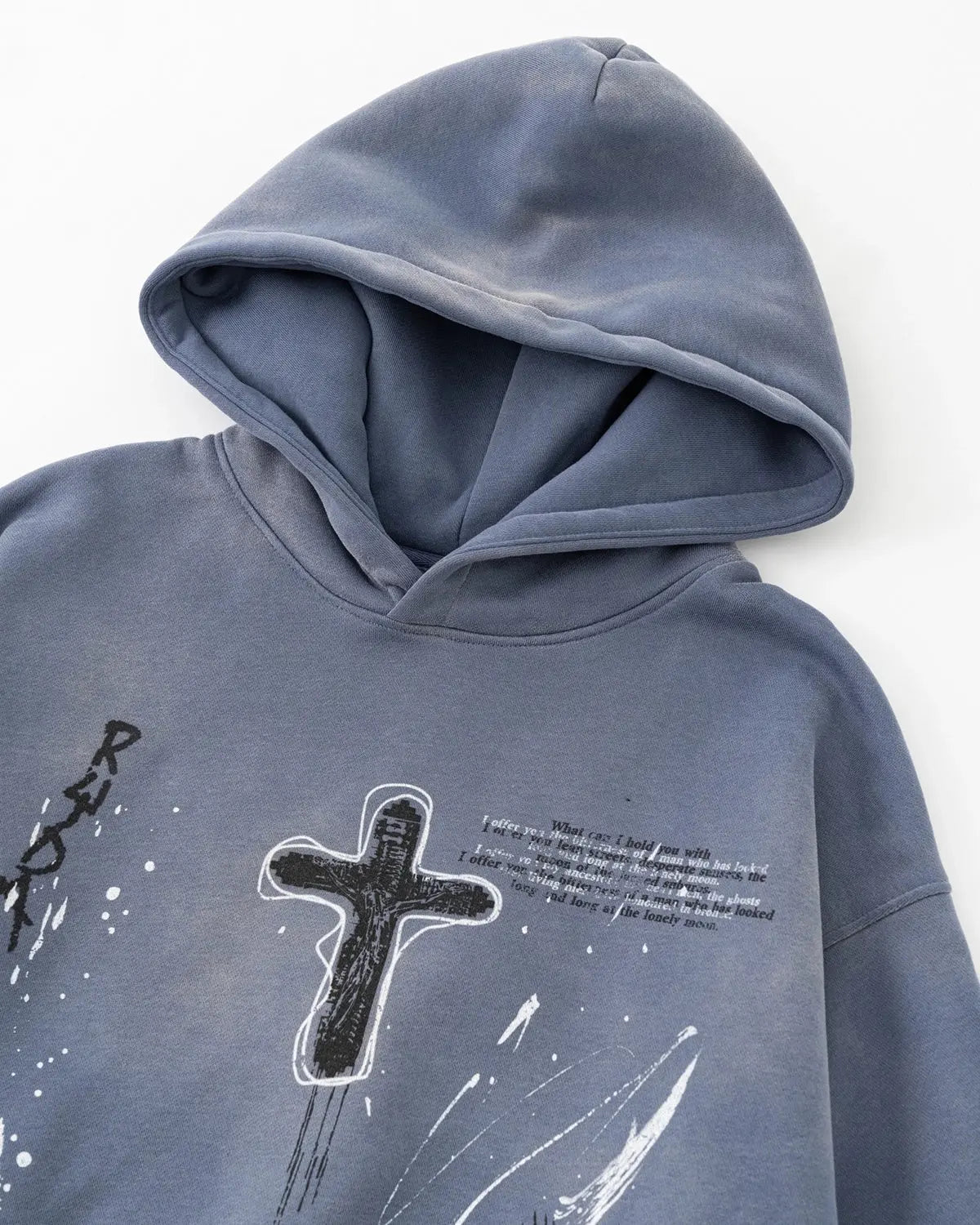 Graffiti Print Acid Washed Fleece Hoodies