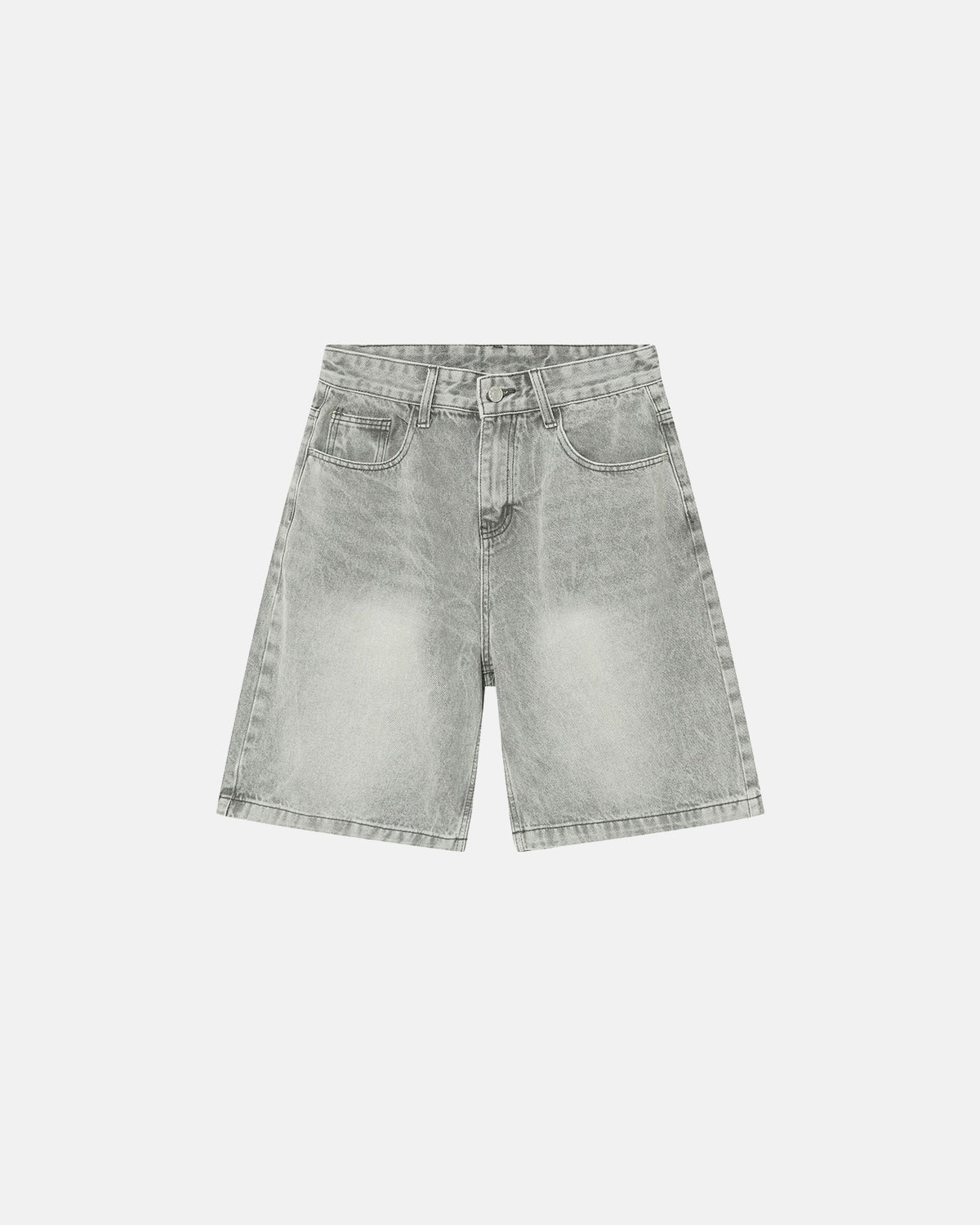 Washed Knee-Length Denim Shorts