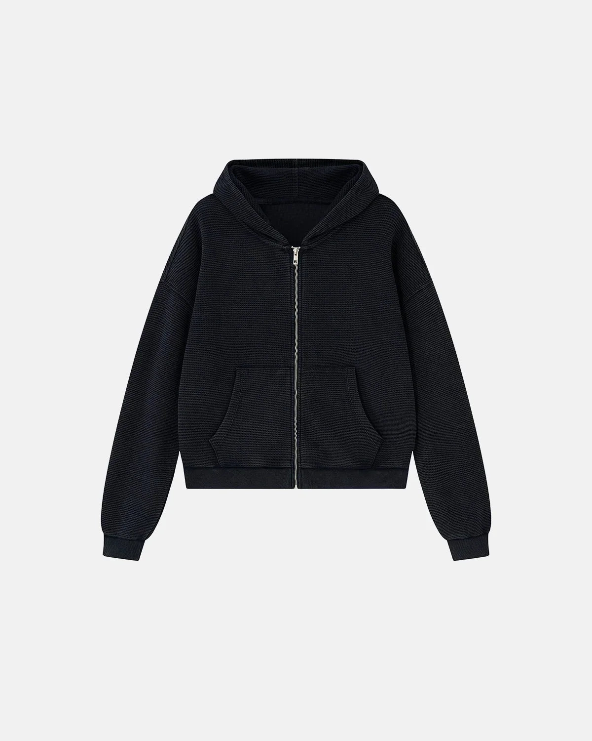 Sweat à capuche zippé gaufré délavé vintage