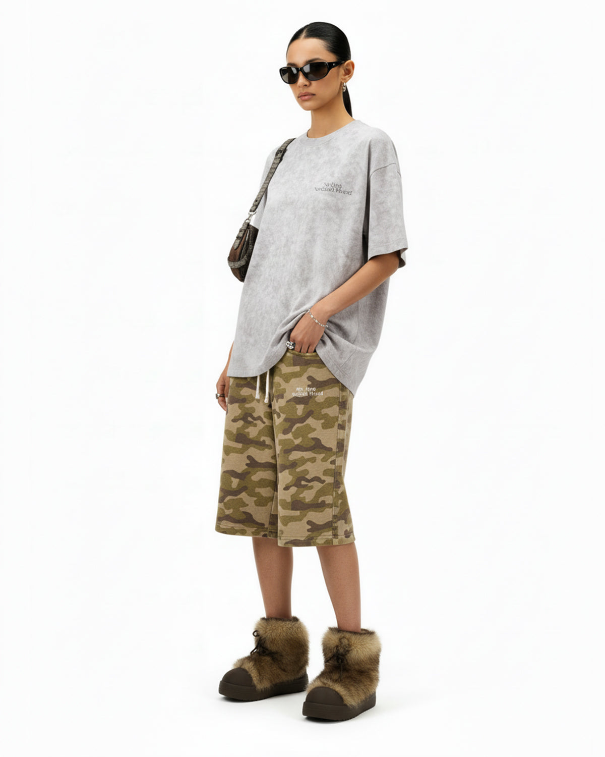 Distressed Tie-Dye Reflective Print T-Shirt