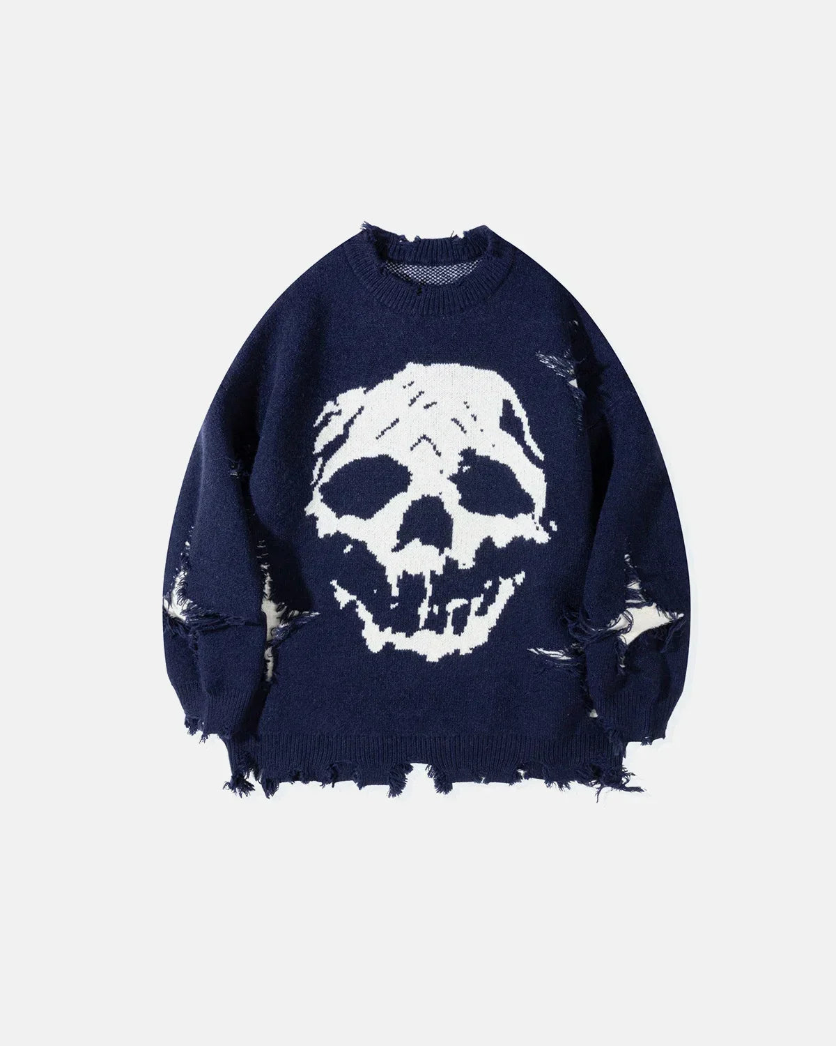 Distressed Skull Knit Sweater