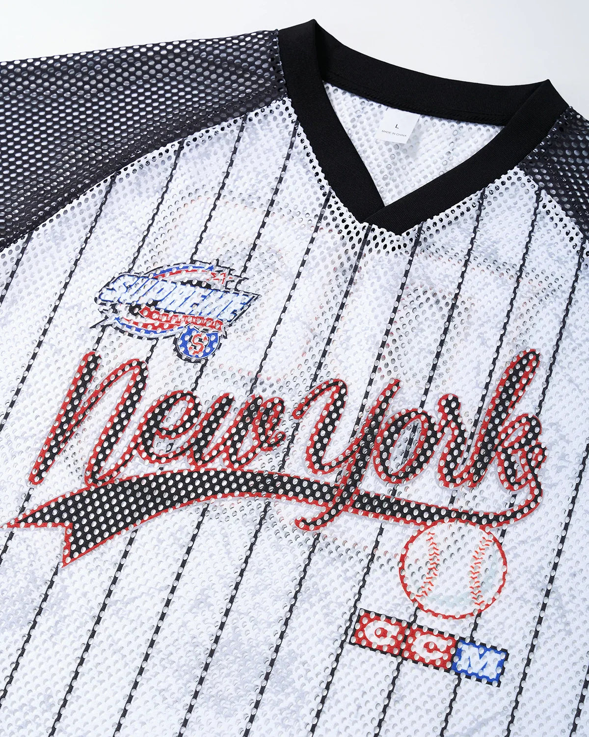 Pinstripe Colorblock Mesh Jersey