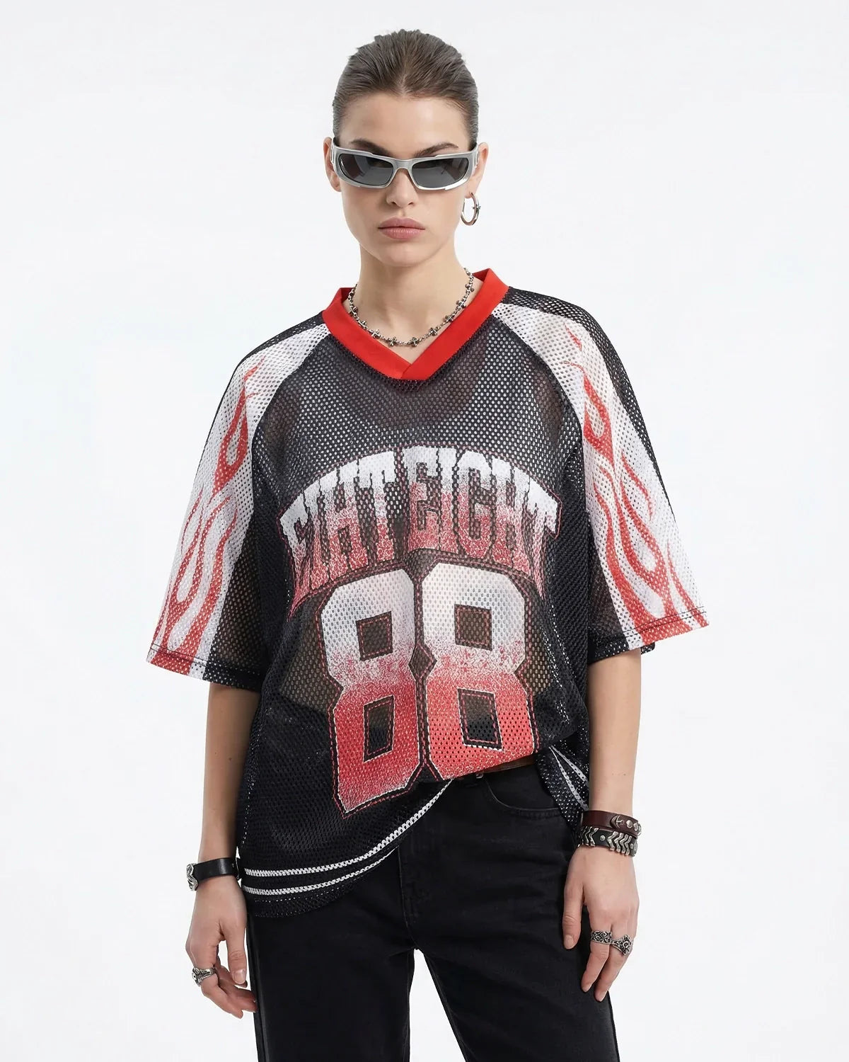 Flame Graphic Mesh Jersey