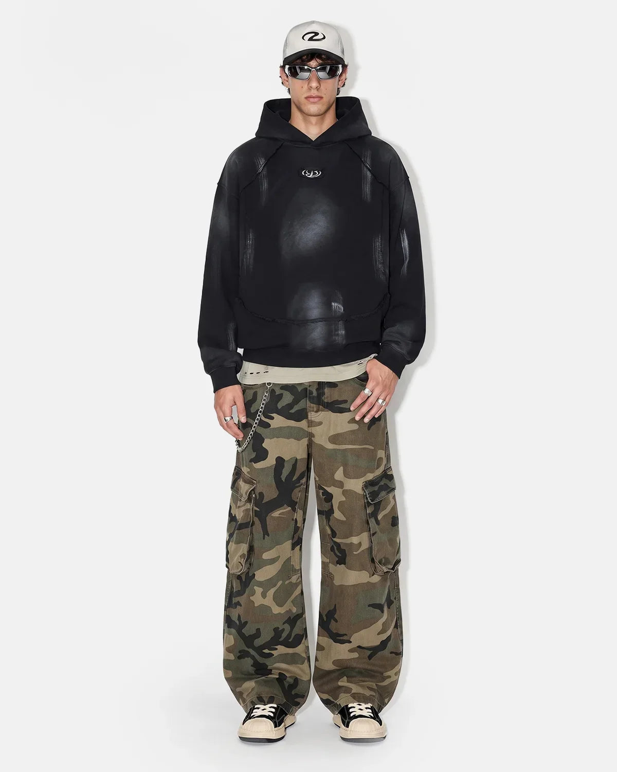 Washed Raw Edge Boxy Hoodie