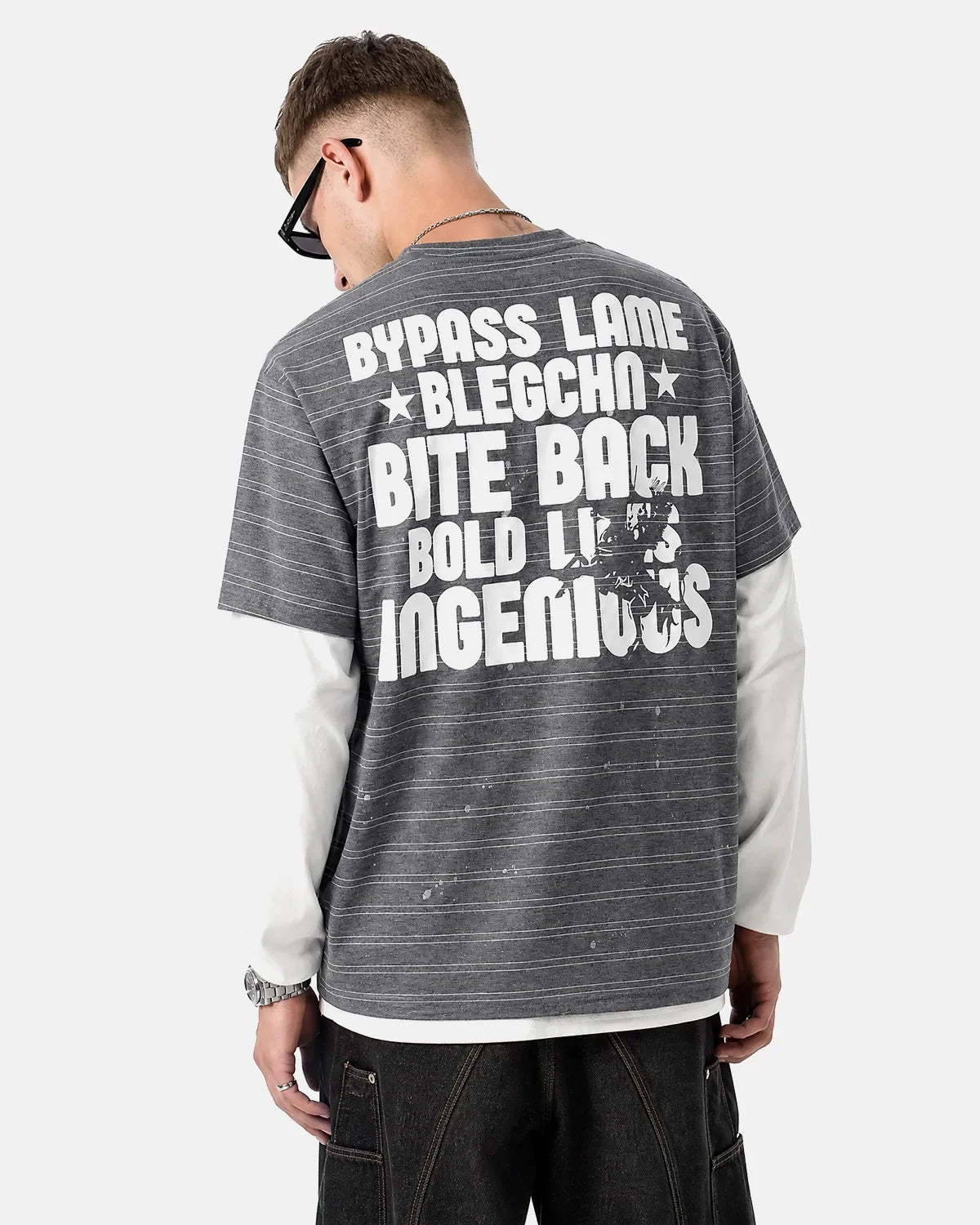 Layered Henley Stripe T-Shirt