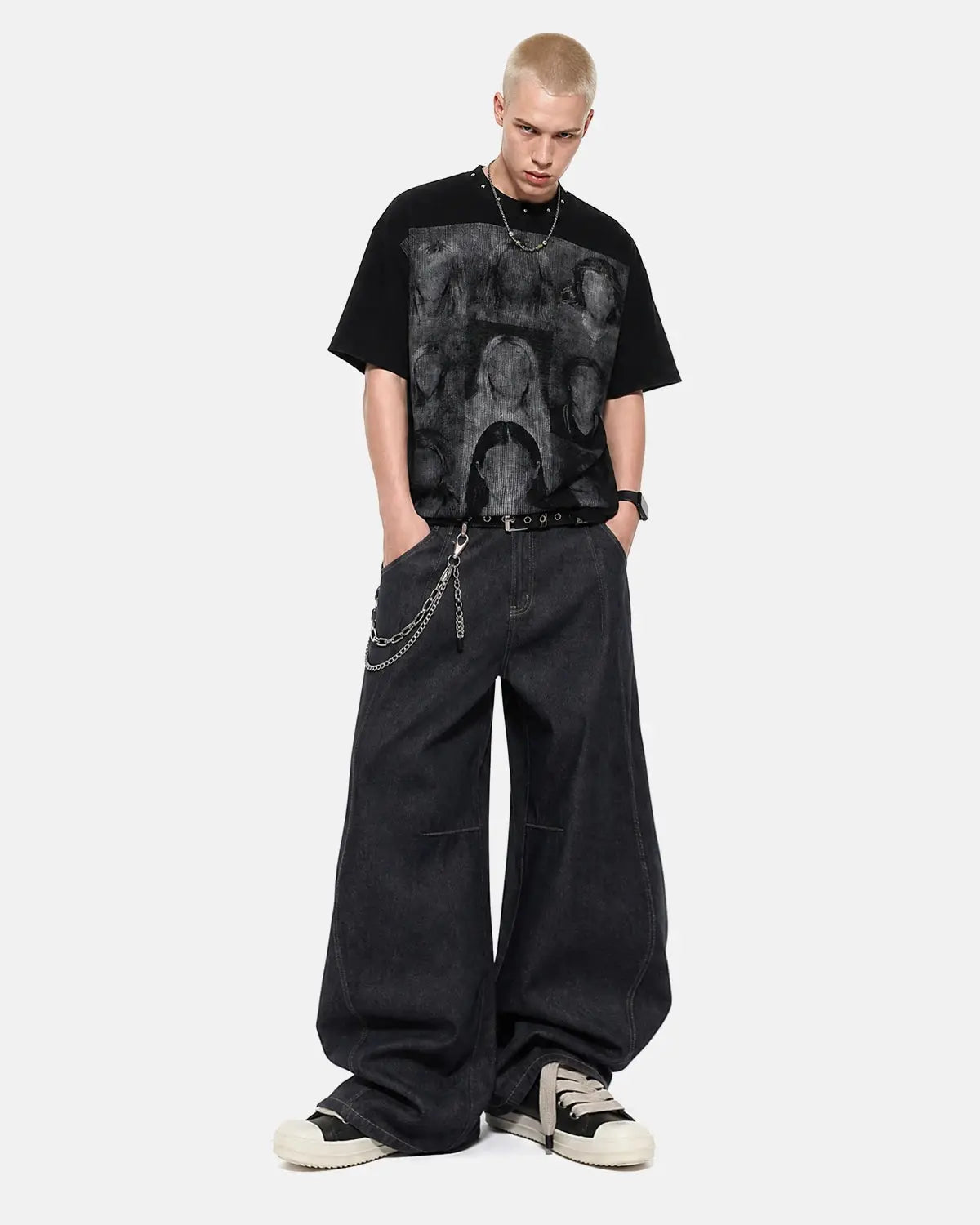 Portrait Graphic Waffle Boxy T-Shirt