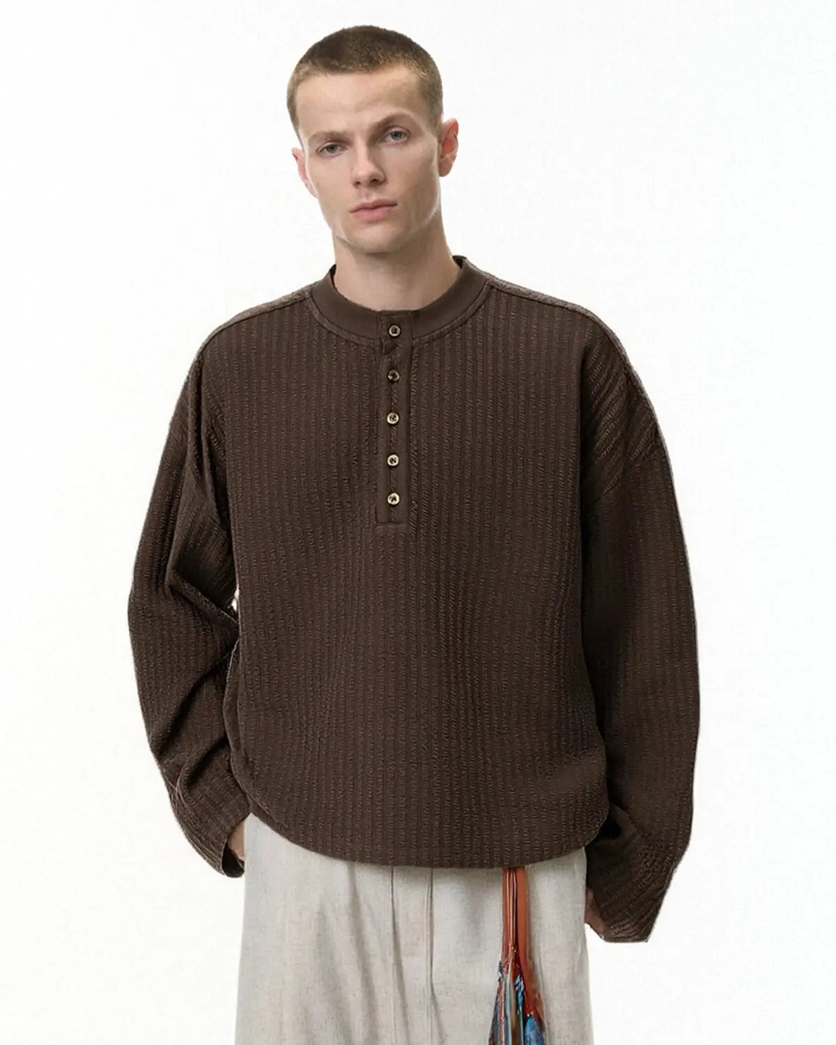 Old Money Style Henley Long Sleeve Tees