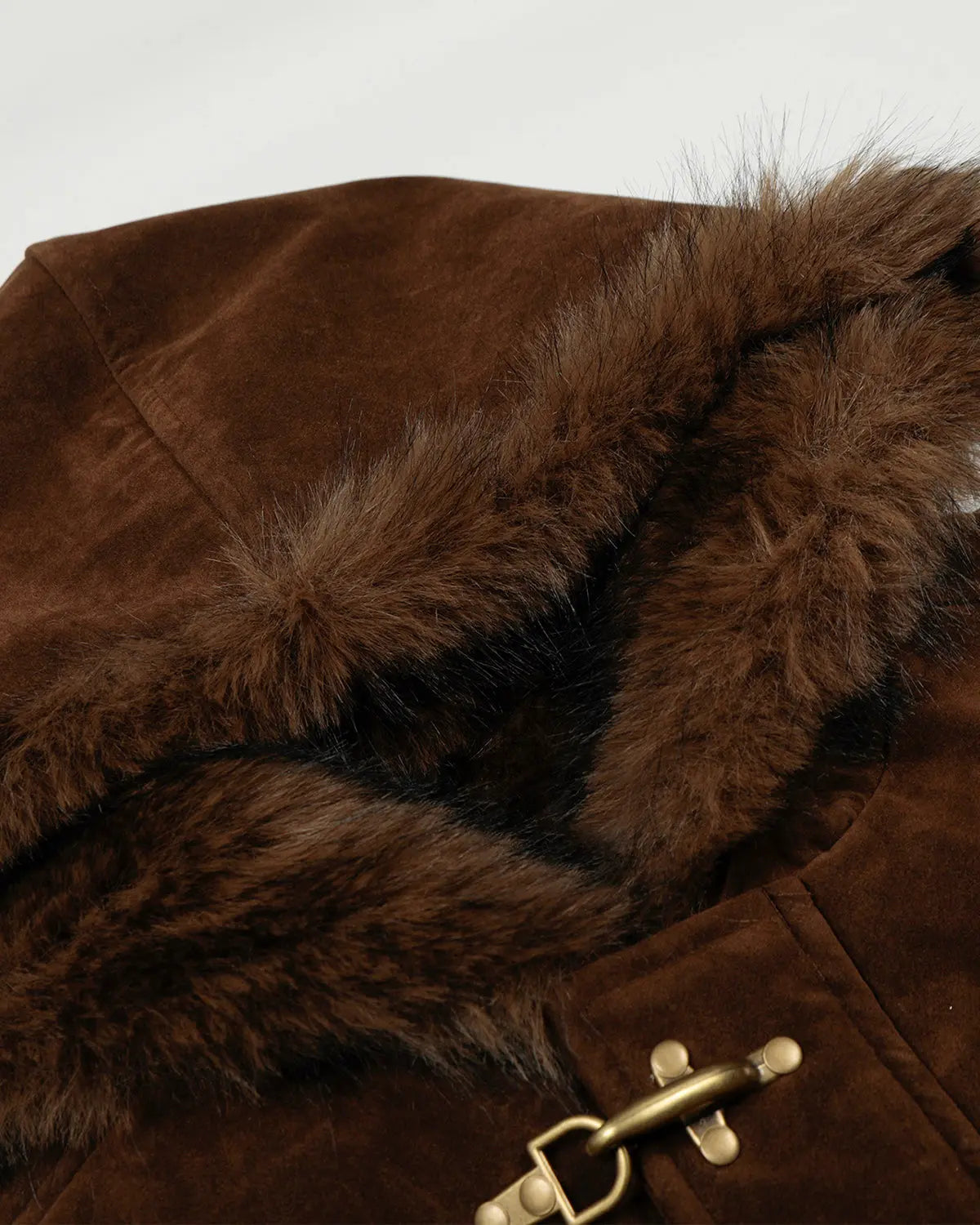 Faux Fur Lined Clasp Bomber Jacket