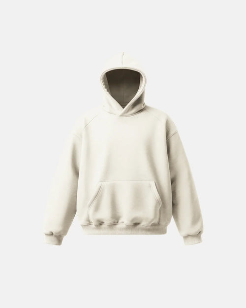 Thermal Fleece Oversized Pullover Hoodie - Off-white / S