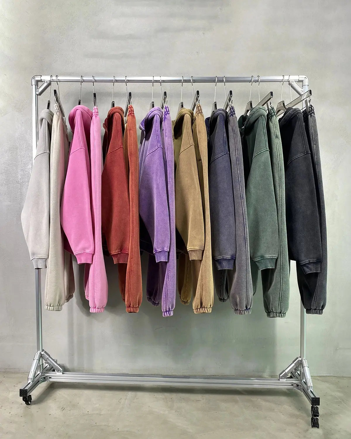 Washed Distressed Fleece Zip Up Hoodies