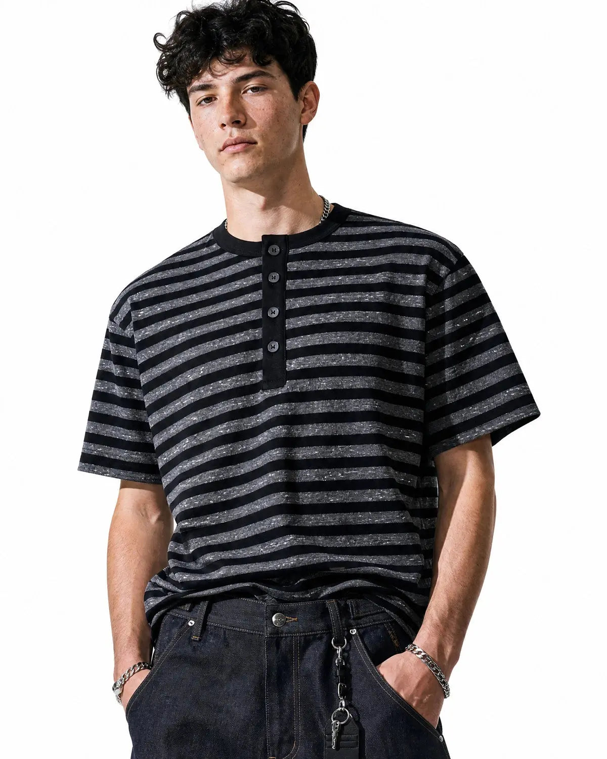 Striped Henley Relaxed T-shirt