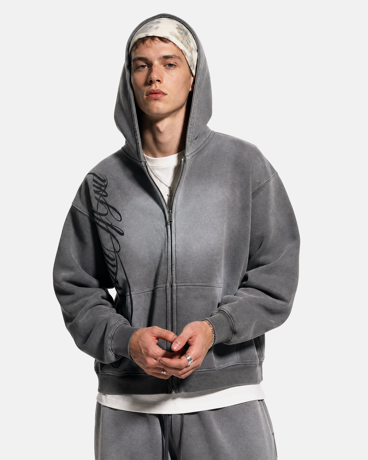 Acid Wash Zip Up Hoodies