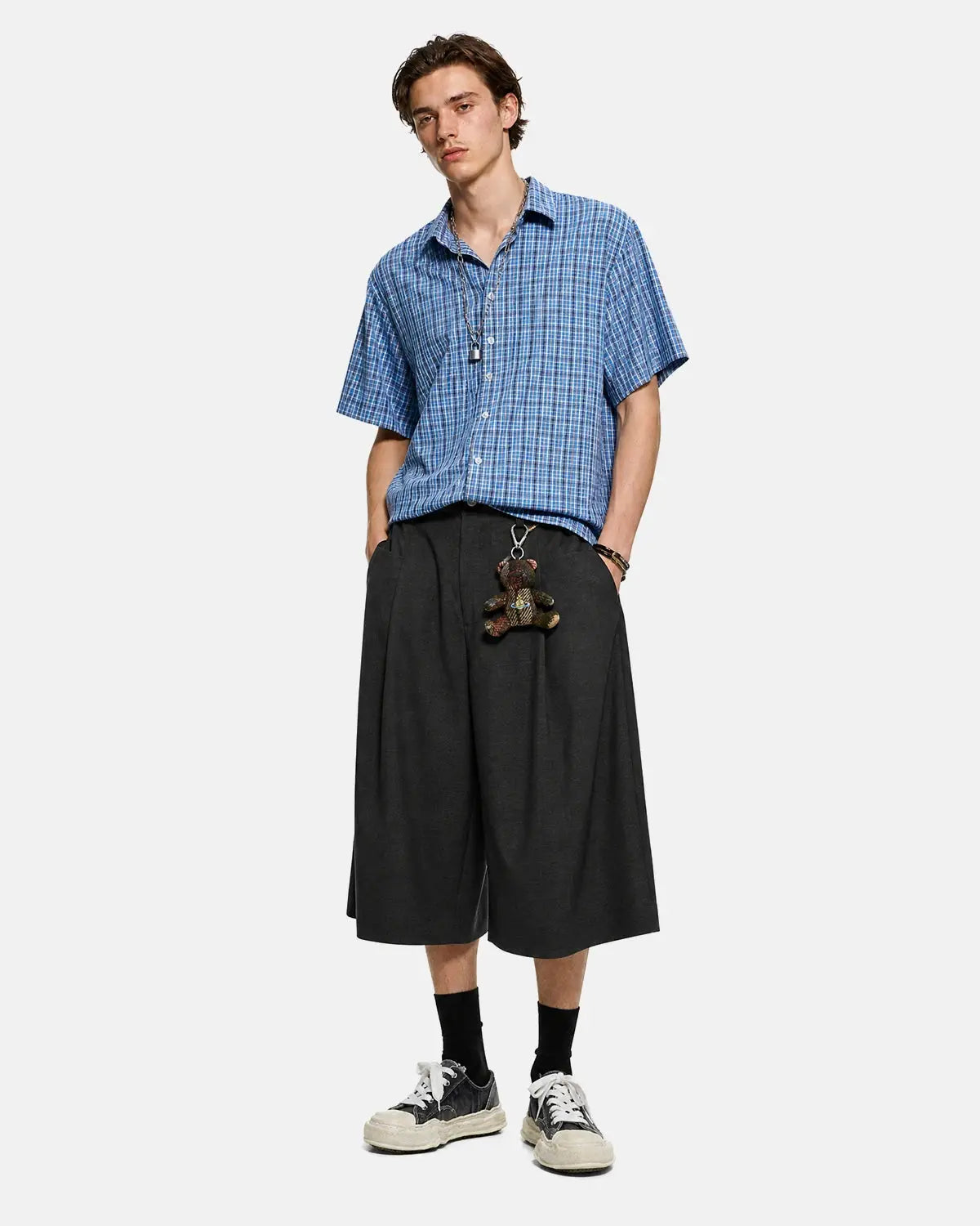 Pleated Wide-Leg Tailored Shorts