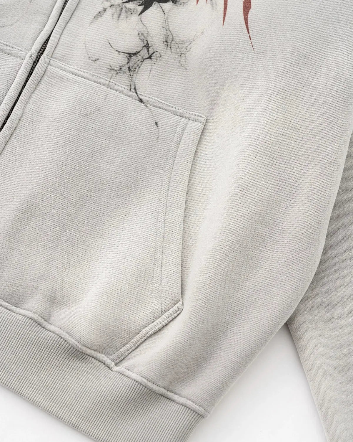 Washed Graphic Zip Up Hoodies