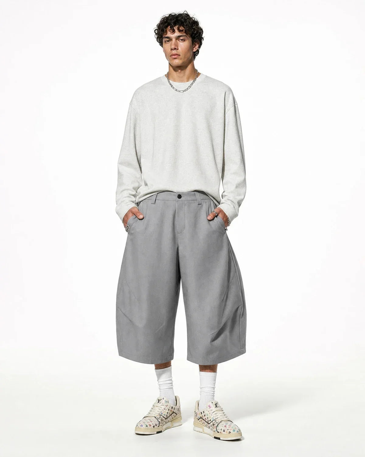 Pleated Barrel Tailored Bermuda Shorts