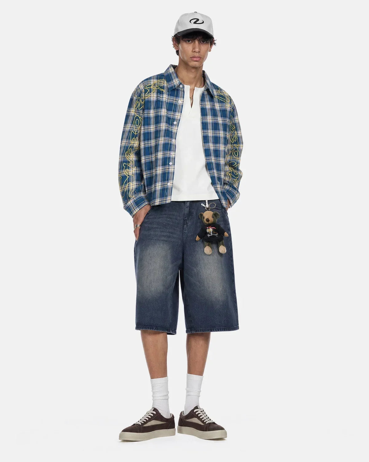 Abstract Line Plaid Shirt