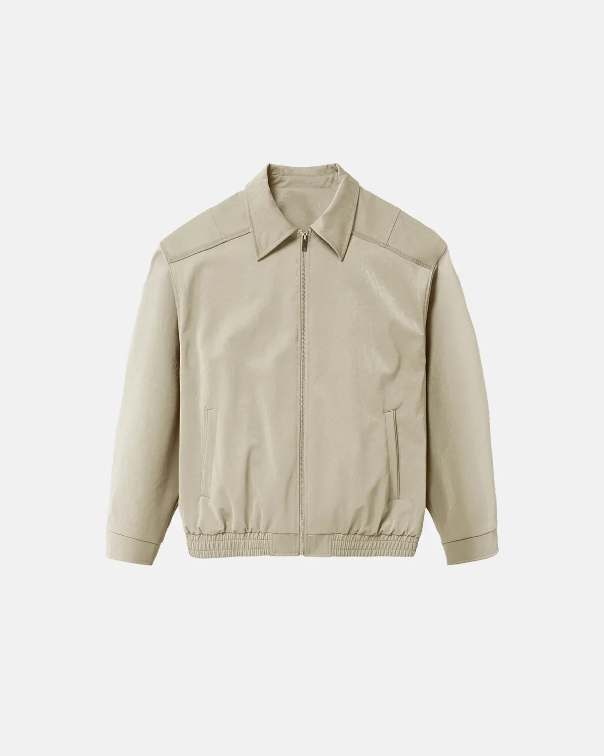 Minimalist PU Leather Zip Up Jacket