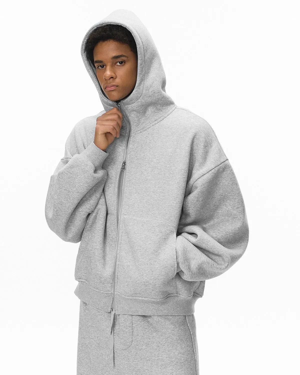 High Collar Fleece Double Zip-Up Hoodies MADXMARX