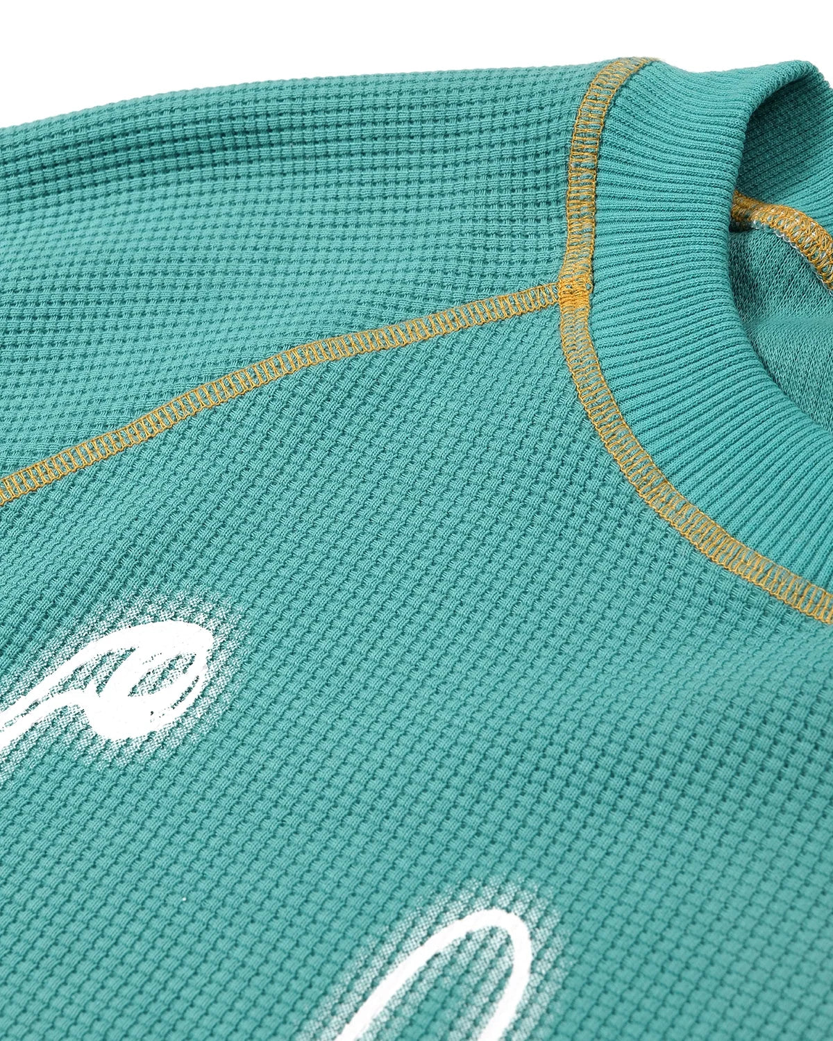 T-shirt à manches longues en maille gaufrée avec logo manuscrit