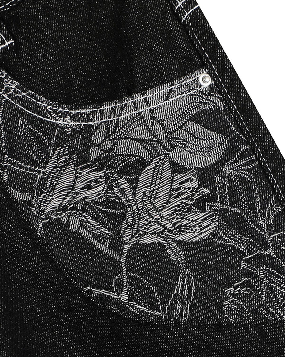 Baggy Denim Jorts with Embroidered Pocket
