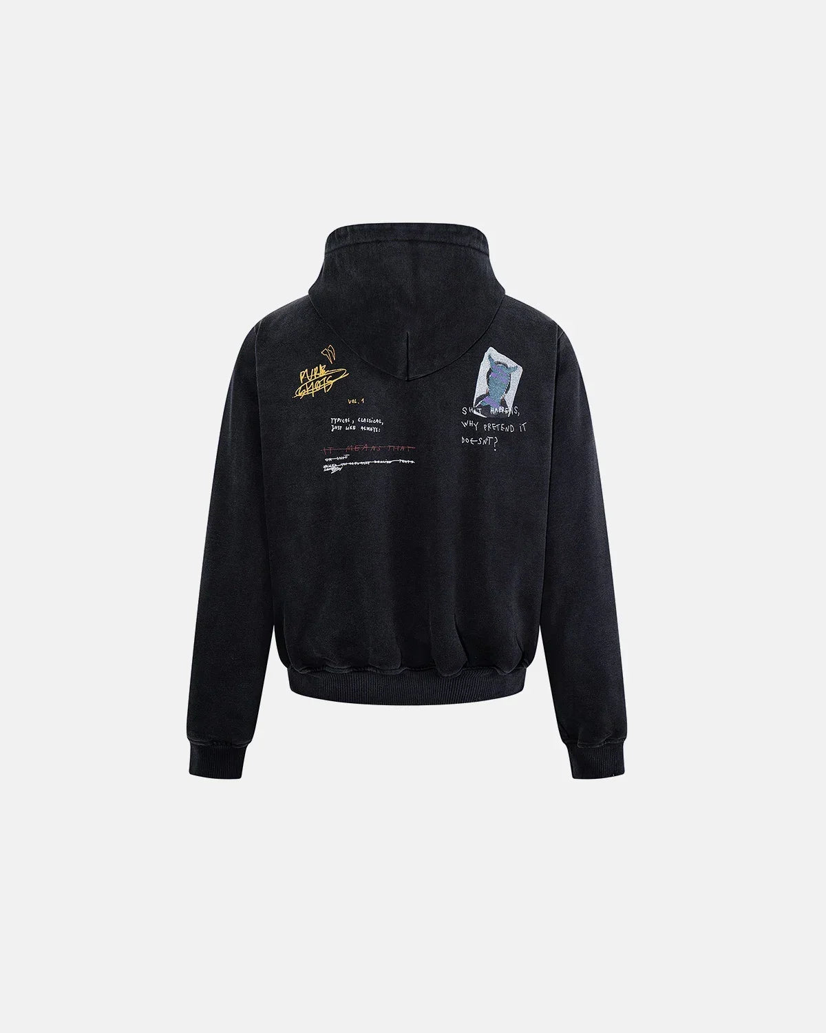 Graffiti Washed Zip Up Hoodie