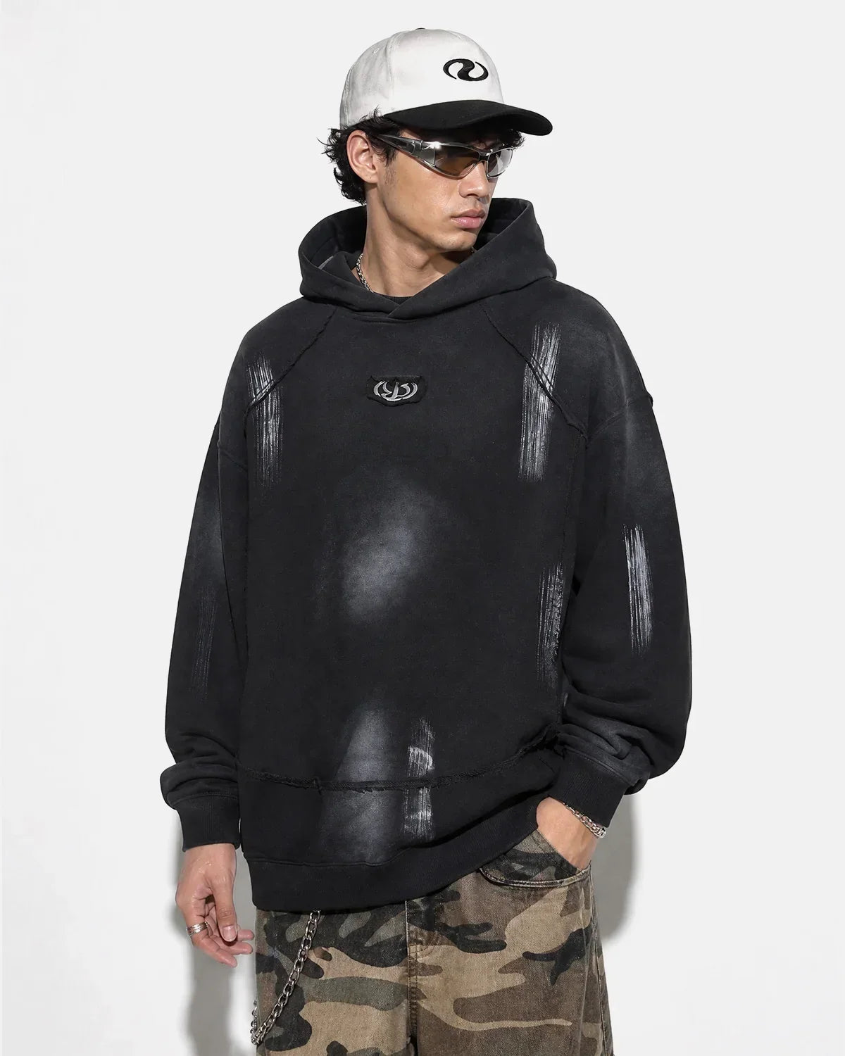 Washed Raw Edge Boxy Hoodie