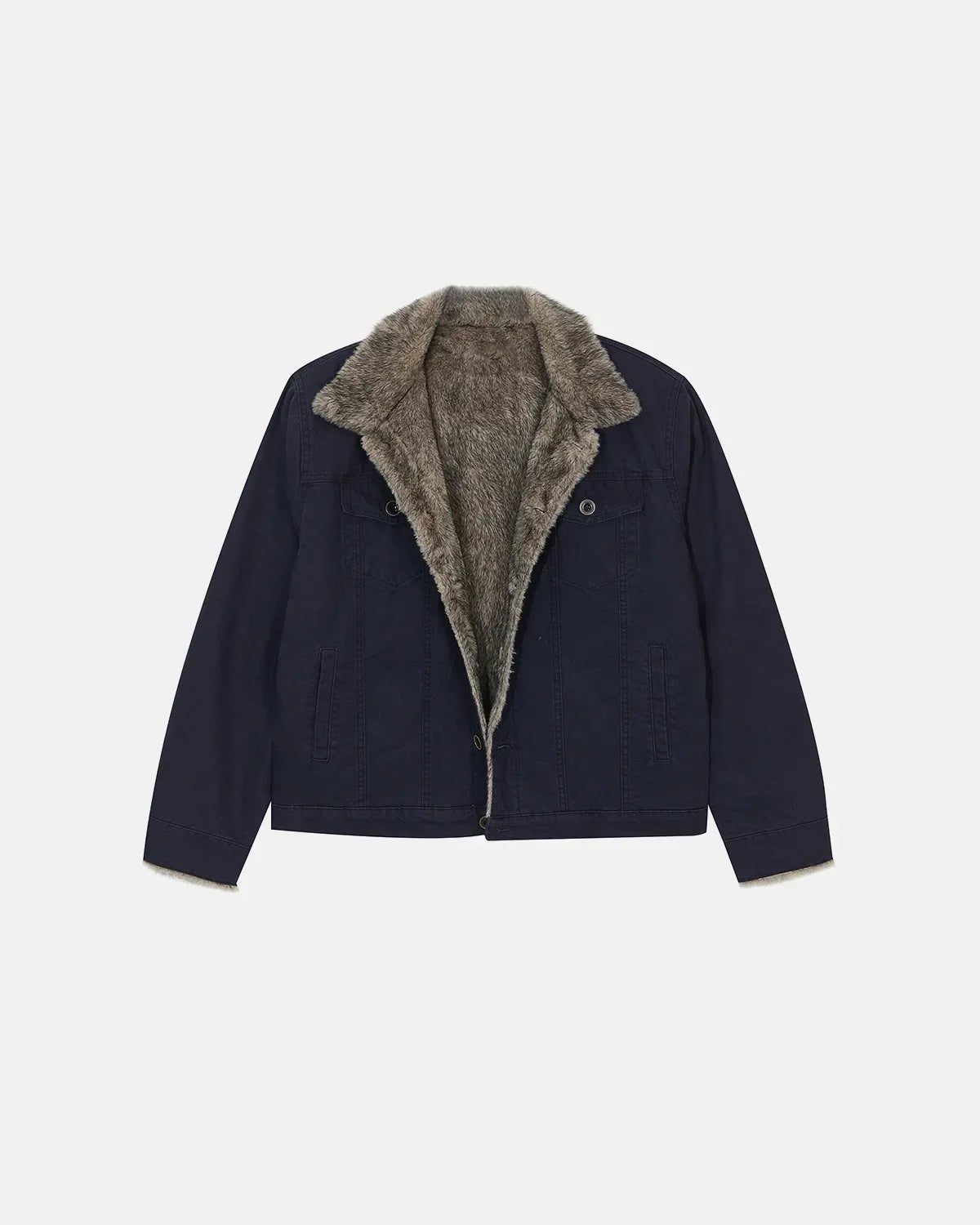 Washed Faux Fur Lined Worker Jacket