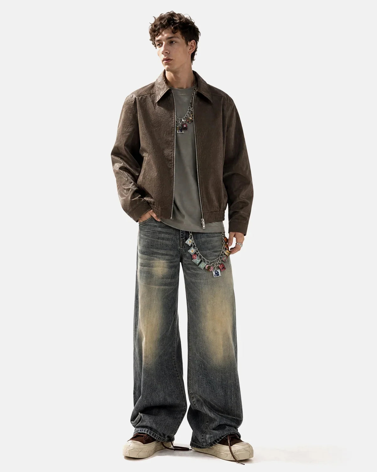 Minimalist PU Leather Zip Up Jacket